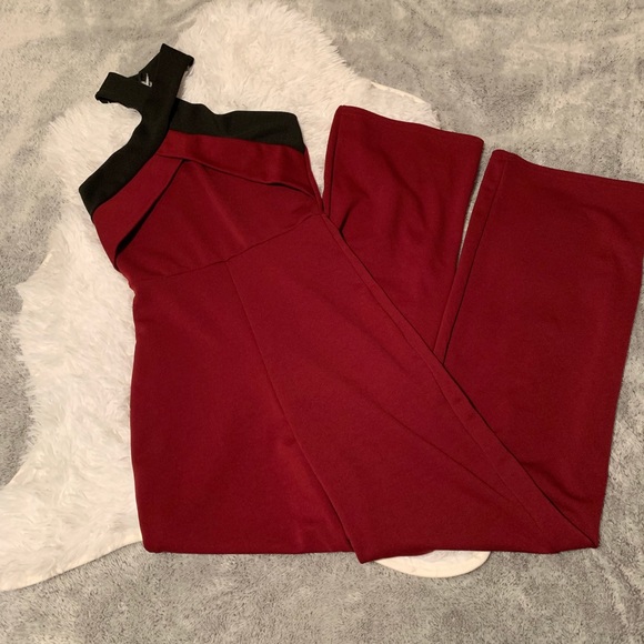 petite burgundy jumpsuit